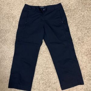 Adidas cropped black pockets pants zip front sz 4